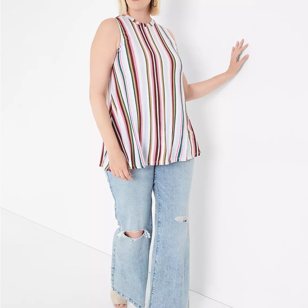“Lane Bryant Sleeveless Striped Blouse | Size 14 | Casual Work Top”